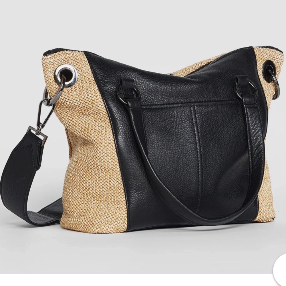 Hammitt Straw and Black Leather Satchel - Picture 4 of 9